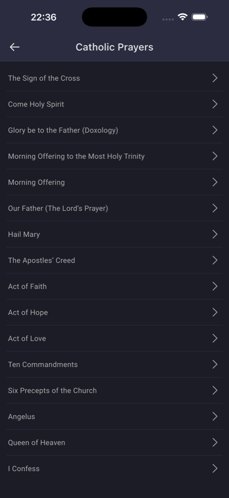 The Catholic Prayers collection with an organised list of prayers